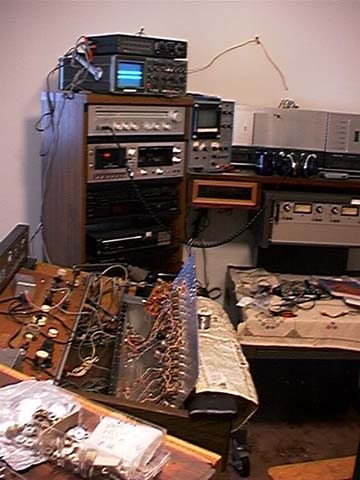 Overview of disassembled audio mixing console.