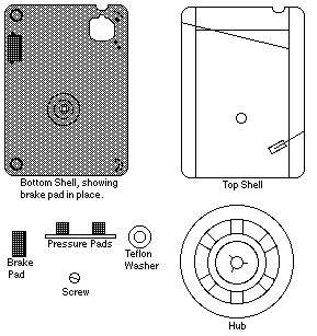 There are 7 pieces of a disassembled Audiopak AA-3 cart