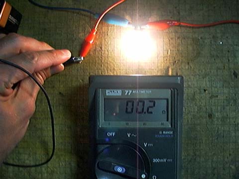 Continuity testers displaying a short circuit condition.