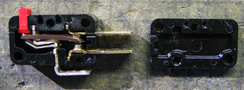 microswitch “cover half” removed, showing interior