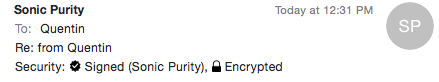 Mail 8.2 in Yosemite showing Signed and Encrypted