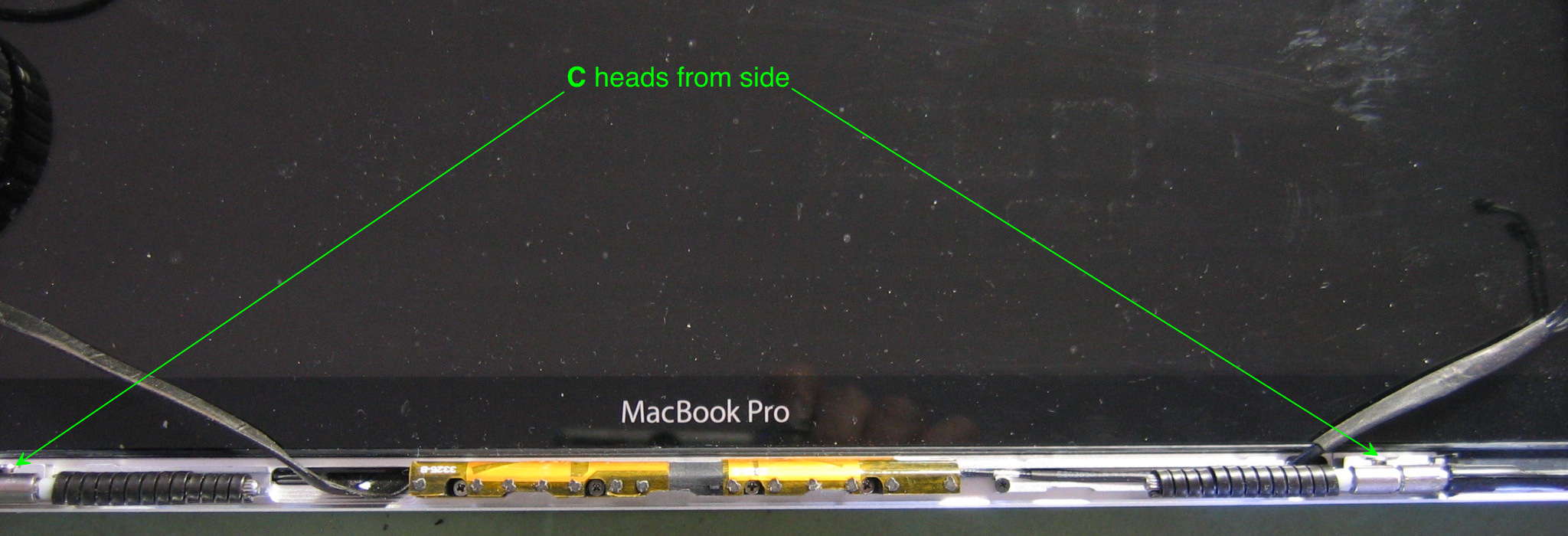 Side view of C screws