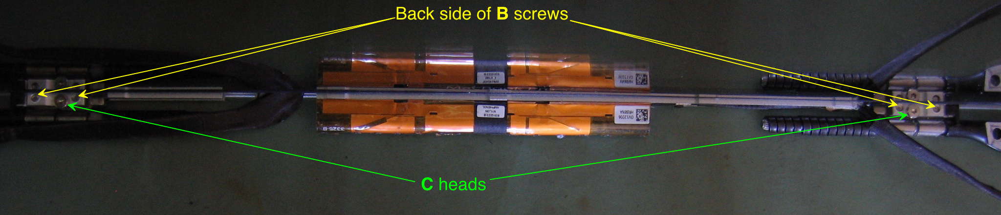 Top view of C screws