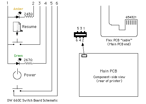 Switch board wiring schematic and connector pinout